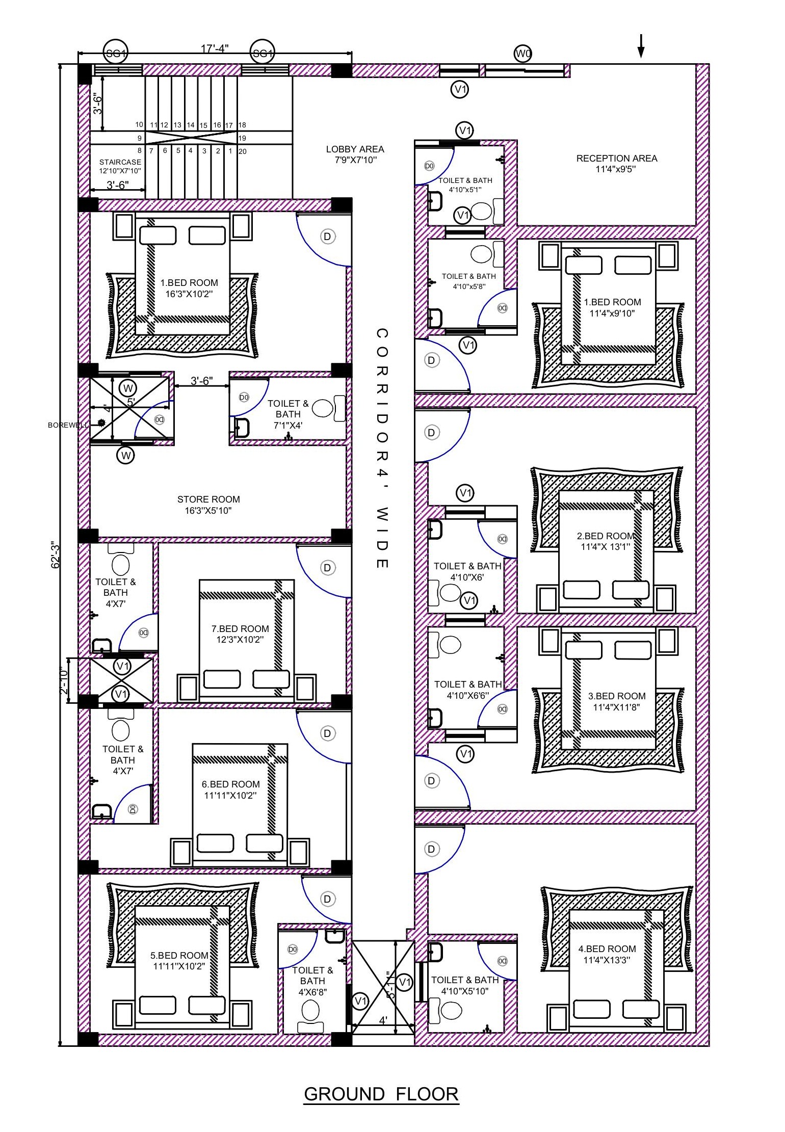 LODGE + RESIDENTIAL  G+1 MORDEN  HOUSE PLAN 