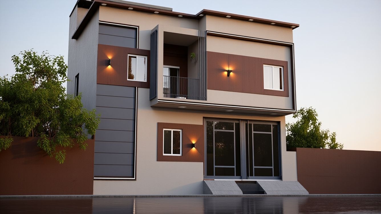 Modern Two-Story House Front Elevation Design