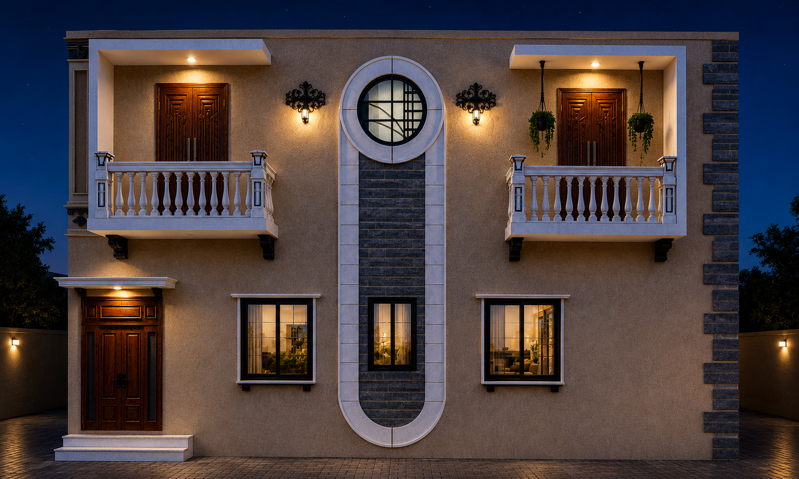 Neo-Classical Luxury Two-Story House Front Elevation